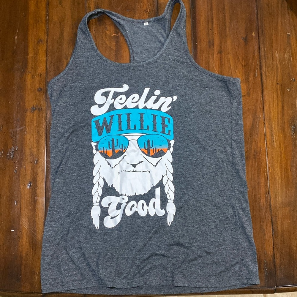 Cotton tank top with Willie Nelson. M